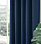 Home Curtains Woven Blockout 90w" x 90d" (229x229cm) Navy Blue Pencil Pleat Curtains (PAIR)