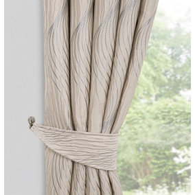 Home Curtains Zen Metallic Detailed Tie Back (ONE SIZE) Natural (PAIR)