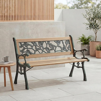 Home Discount Garden Vida Bench, Rose Style Design 3 Seater Outdoor ...