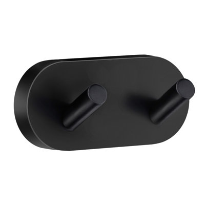 HOME - Double Towel Hook, Black, Length 90 mm