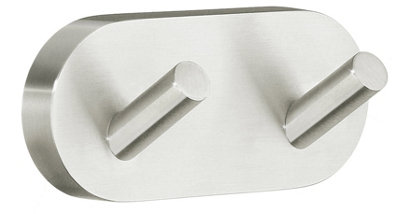 HOME - Double Towel Hook. Brushed Nickel. Length 90 mm.