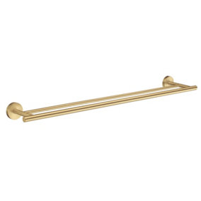 HOME - Double Towel Rail. Brushed Brass. Length 648 mm. cc 600 mm.