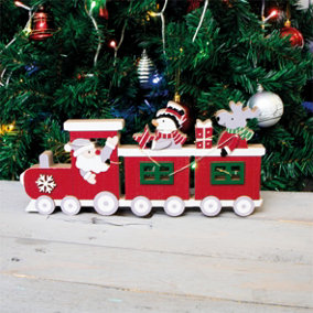 Home Festive Battery Powered Christmas Light Up Train Ornament