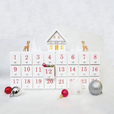 Home Festive Battery Powered Light Up Wooden Advent Countdown Calendar ...