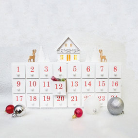 Home Festive Battery Powered Light Up Wooden Advent Countdown Calendar