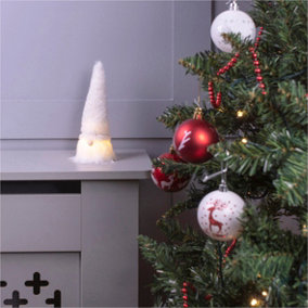 Home Festive Light Up Christmas White Gonk Gnome Ornament- 19cm