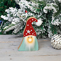 Home Festive Wooden Gonk Christmas Decoration with Light Up Nose