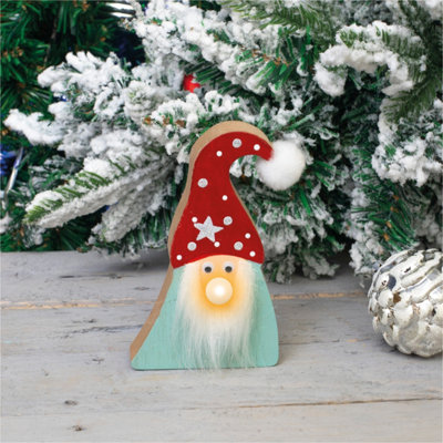 Home Festive Wooden Gonk Christmas Decoration with Light Up Nose DIY
