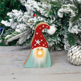 Home Festive Wooden Gonk Christmas Decoration with Light Up Nose