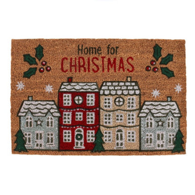 Home for Christmas Doormat - Picturesque Winter Scene (width) 60