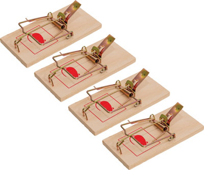 Home Garden Pack of 4 Wooden Mouse Rodent Trap Catcher Pest Control