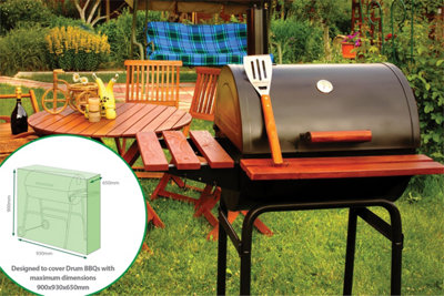Home Garden Water Resistant Outdoor Drum BBQ Barbeque Green Cover Protector