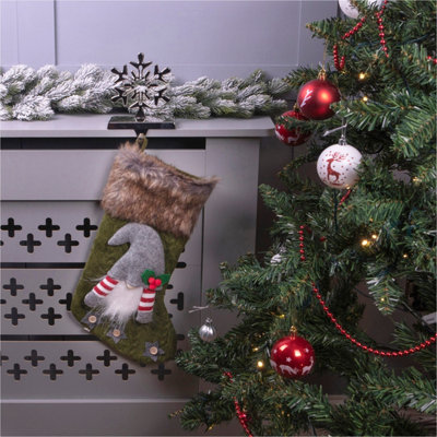 Home Hanging Fireplace Luxury Gonk Christmas Xmas Knitted Festive Stocking - Green