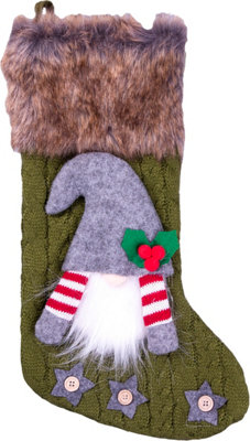 Home Hanging Fireplace Luxury Gonk Christmas Xmas Knitted Festive Stocking - Green - 3