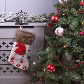 Home Hanging Fireplace Luxury Gonk Christmas Xmas Knitted Festive Stocking WHITE