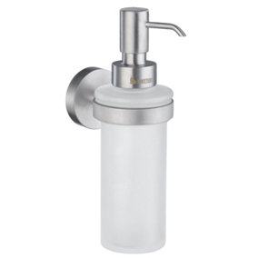 HOME - Holder in Brushed Chrome with Glass Soap Dispenser in Frosted Glass
