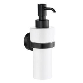 HOME - Holder with Soap Dispenser, Black/Porcelain, Height 180 mm