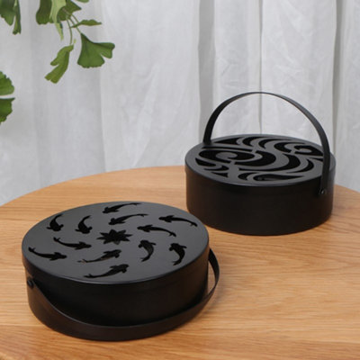 Home Iron Hollow Mosquito Coil Holder,Hanging Fireproof Mosquito Coil Box Tray