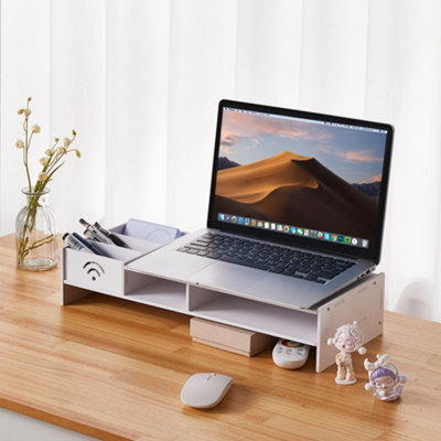 Home Office 2 Tiers Monitor Riser Stand with Storage Organizer,Laptop ...