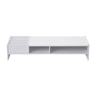 Home Office 2 Tiers Monitor Riser Stand with Storage Organizer,Laptop, Printer(White) 49cm W x 20.4cm D x 10cm H
