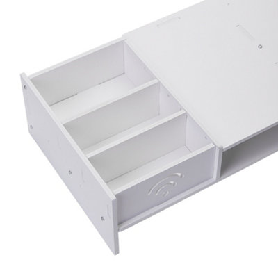 Home Office 2 Tiers Monitor Riser Stand with Storage Organizer,Laptop, Printer(White) 49cm W x 20.4cm D x 10cm H