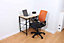 Home office blue mesh back with black fabric seat with arms, swivel chair