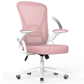 Home Office Chair Ergonomic Computer with Lumbar Support,Armrest,Rocking Swivel Tilt Function,Wheels,Sponge Seat Cushions,Pink