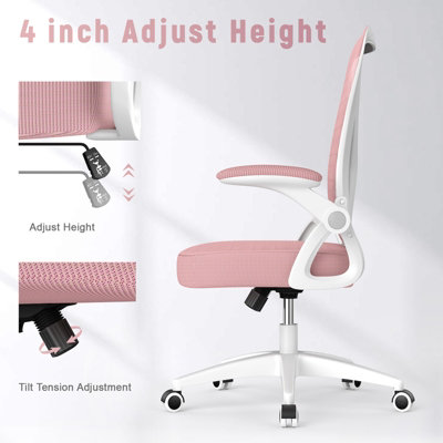 Home Office Chair Ergonomic Computer with Lumbar Support,Armrest,Rocking Swivel Tilt Function,Wheels,Sponge Seat Cushions,Pink