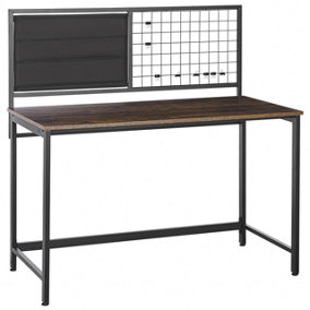 Home Office Desk 118 x 60 cm Dark Wood with Black VINCE