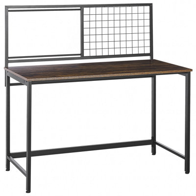 Home Office Desk 118 x 60 cm Dark Wood with Black VINCE