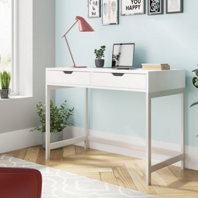 Home Office Desk:Computer Table with 2 Drawers and Stylish Workbench Design
