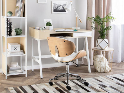 Home Office Desk PARAMARIBO White 100 cm 55 cm with Storage