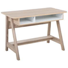Home Office Desk with Shelf 110 x 60 cm Light Wood JACKSON