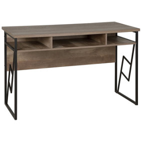 Home Office Desk with Shelf 120 x 60 cm Dark Wood and Black FORRES