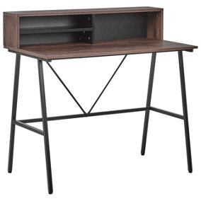 Home Office Desk with Shelves 100 x 50 cm Dark Wood HARISON