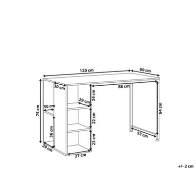 Home Office Desk with Shelves 120 x 60 cm Dark Wood and White DESE