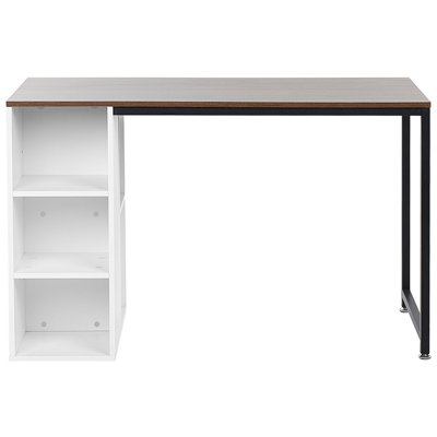 Home Office Desk with Shelves 120 x 60 cm Dark Wood and White DESE