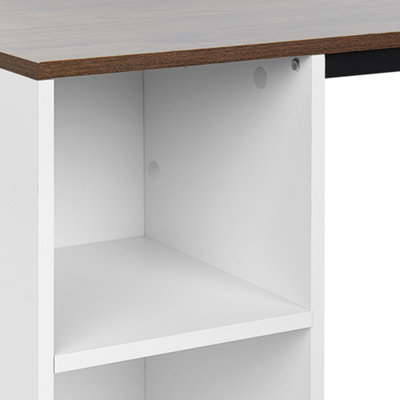 Home Office Desk with Shelves 120 x 60 cm Dark Wood and White DESE
