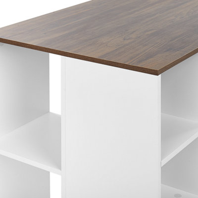 Home Office Desk with Shelves 120 x 60 cm Dark Wood and White DESE
