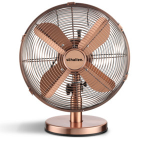 Home & Office Electric Sturdy Metal 12" 3 Speed Tilt Oscillating Worktop Desk Table Air Cooling Fan- Copper