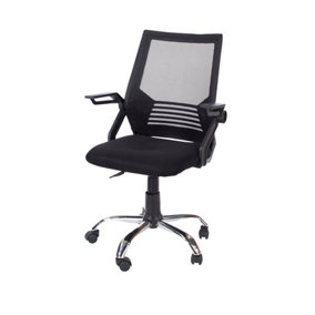 Home office mesh back, fabric seat with lift up arms, swivel chair