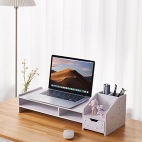 Home Office Multifunctional Monitor Stand Riser with Storage 63cm W x 23cm D x 18cm H