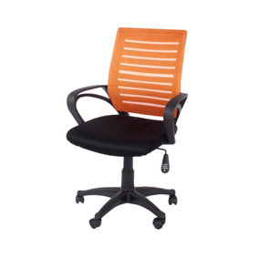 Home office Orange mesh back, fabric seat with arms, swivel chair