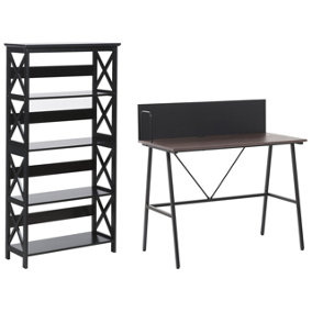 Home Office Set Dark Wood and Black FOSTER/HASTINGS