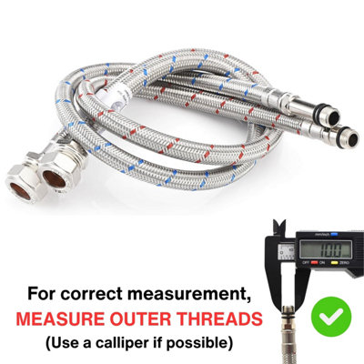 Home Range 2x WRAS Approved Flexible Tap Connector, M12 12mm x 15mm ...