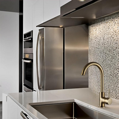 Home Range Brushed Gold Kitchen Sink Mixer Tap, Single Lever with Swivel Spout for Easy Daily Use