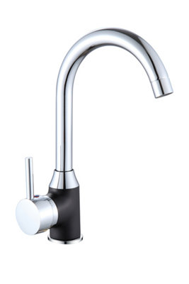 Home Range Chrome / Black Kitchen Mixer Tap Single Lever Handle