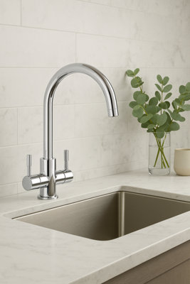 Home Range Chrome Kitchen Sink Mixer Tap, Single Lever with Swivel Spout for Easy Daily Use