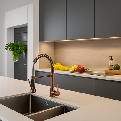 Home Range Rose Gold Kitchen Mixer Tap Detachable head