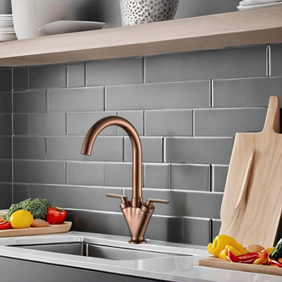 Home Range Rose Gold Kitchen Mixer Tap Double Handle